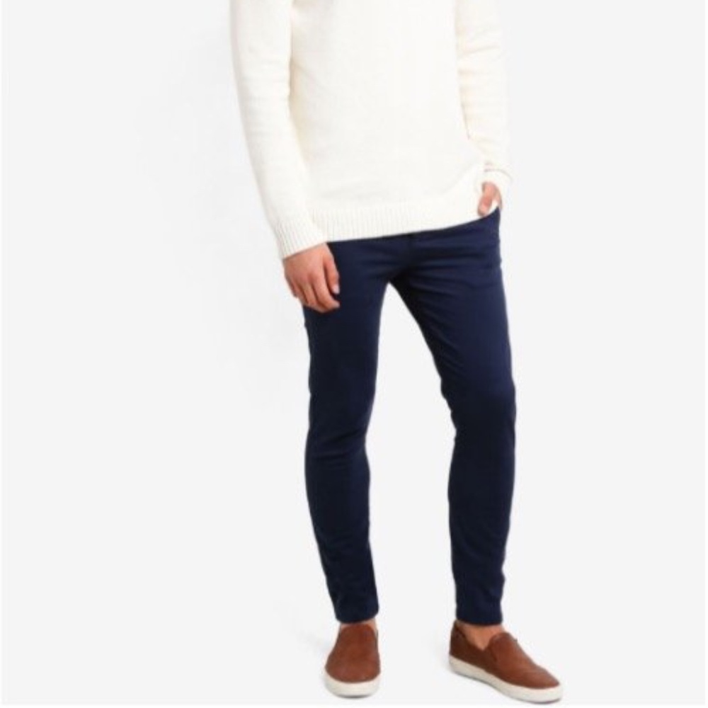 TOPMAN Navy Stretch Skinny Fit Chino